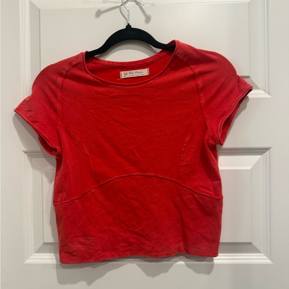 We The Free Red Crop Top- FREE PEOPLE-size Large